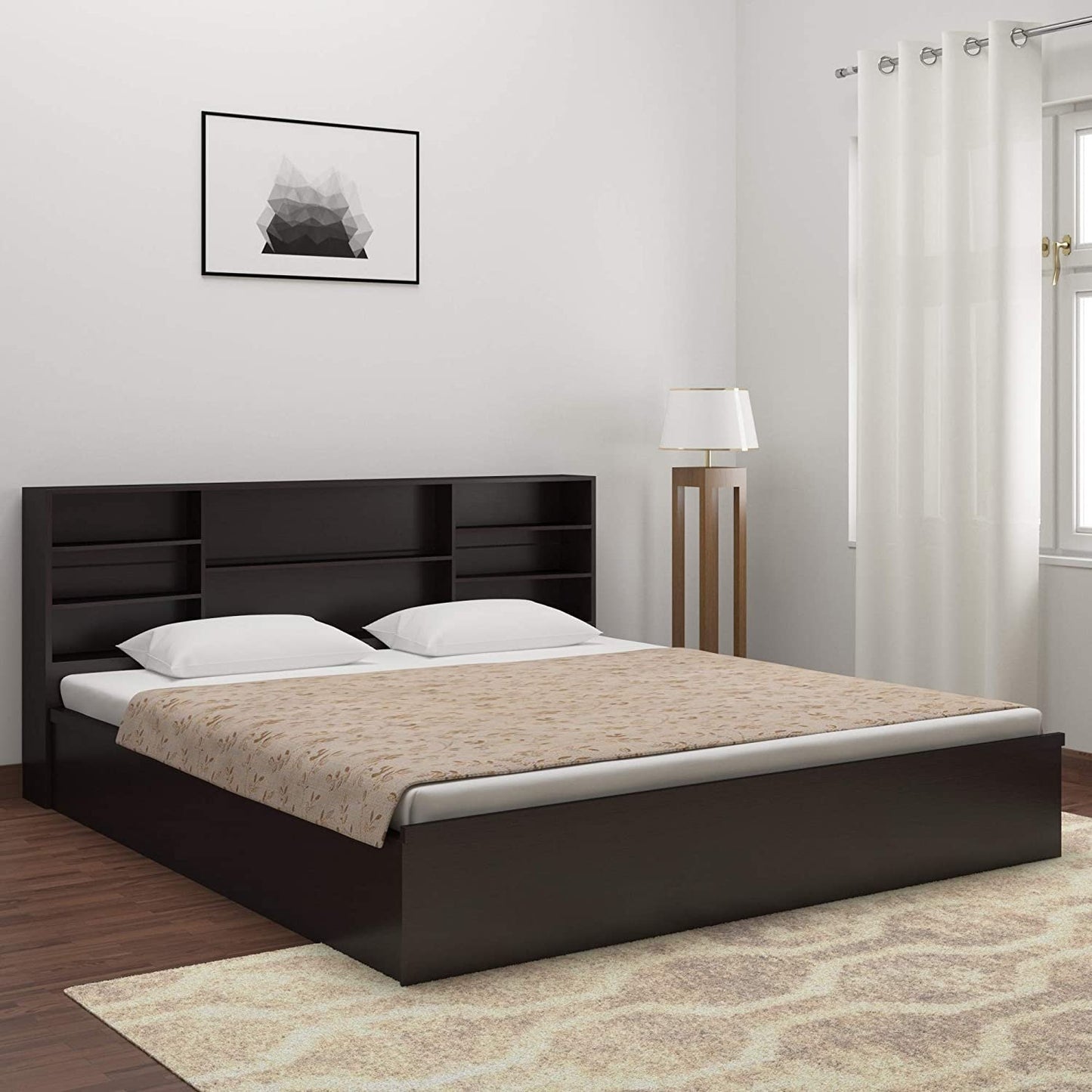 Bowzar Enginerring Wood Bed Queen Box Bed Size 5x6.5 Feet With Head Box