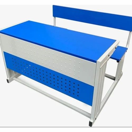 Bowzar Desk Bench Pair Two Seater with Back Rest Powder Coated
