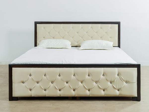Bowzar 6X6.5 Feet King Box Bed With Head and Leg Cushion