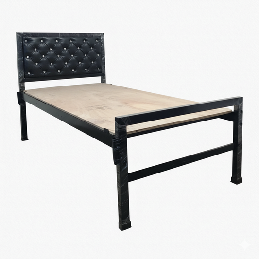 Bowzar Single Bed 3x6.5 Feet Heavy Quality with Head Cushion