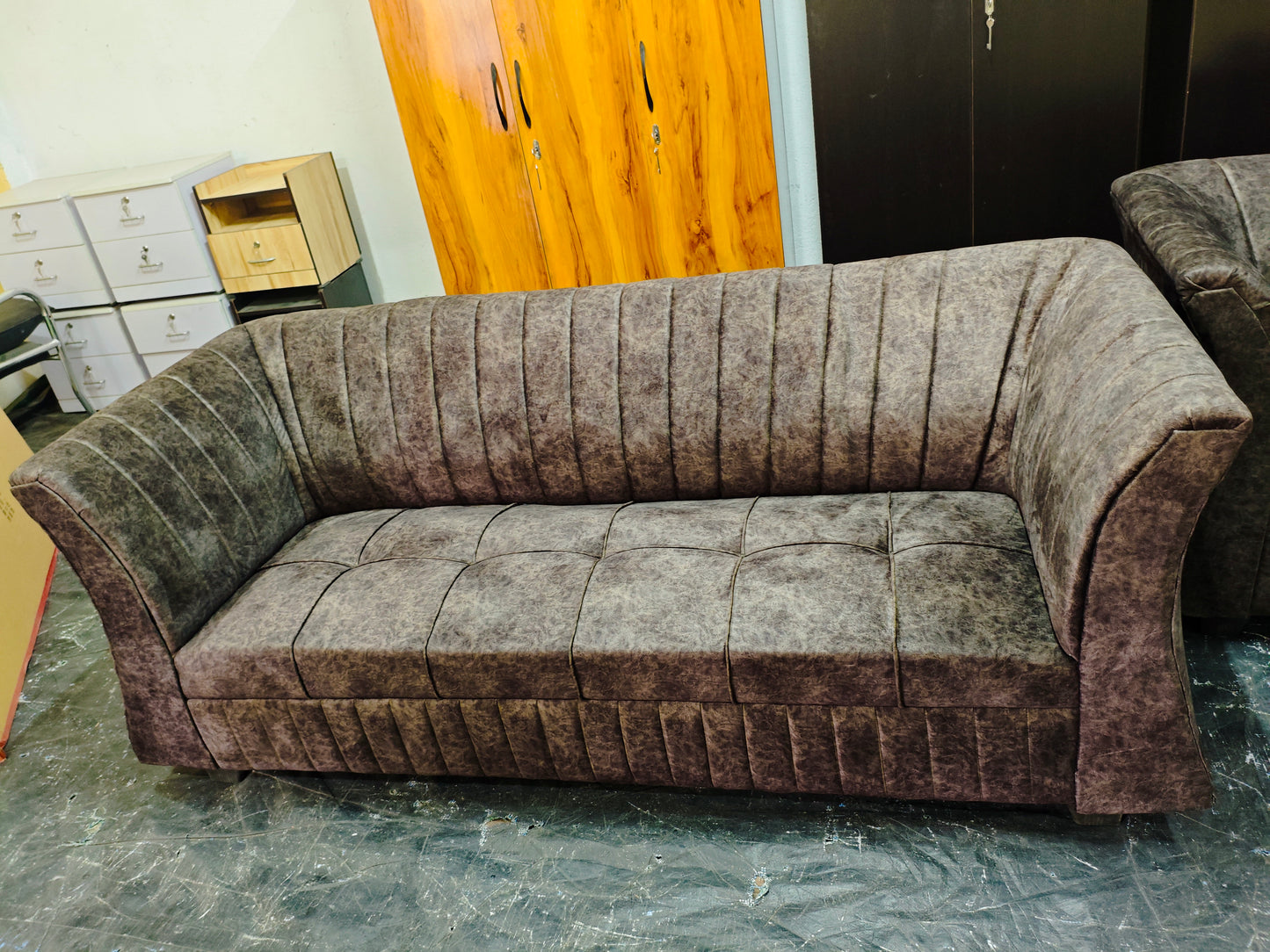 Bowzar Cube Model 5 Seater Sofa With Premium Calvin Fabric and Faom