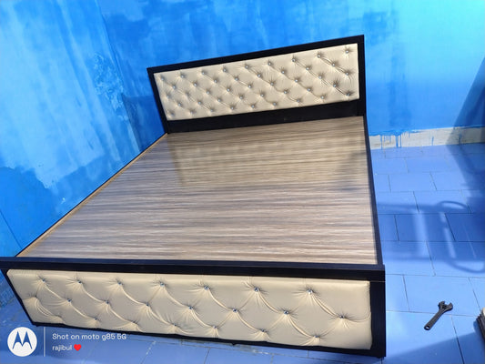 Bowzar EWB Queen Box Bed Size 5X6.5 Feet With Head and Leg Cushion