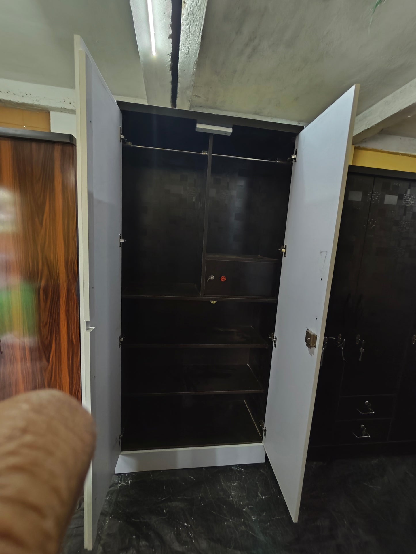 2 door Wooden Almirah Black and White  2 Door Almirah