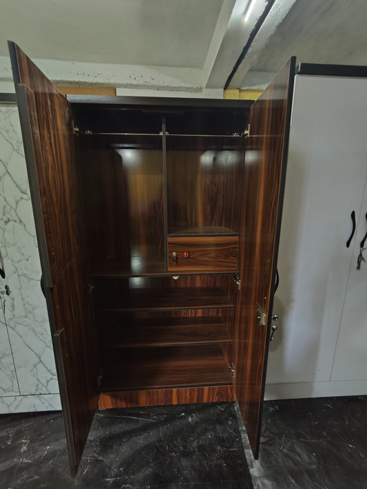 Bowzar 2 Door Wooden Almirah Brown 2 Door Wardrobe H72XW36XD18 Inch