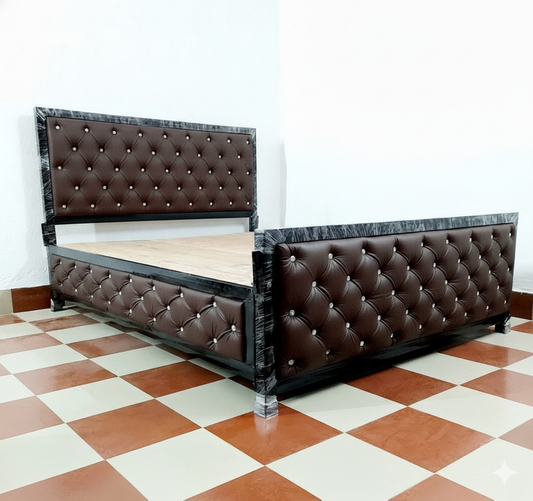Bowzar King Bed Size 6X6.5 with All Side Upholestered Cushion Dark Coffee