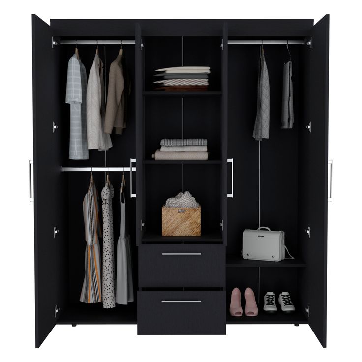 Bowzar 4 Door Wardrobe Almirah Wenge With 2 Drawer