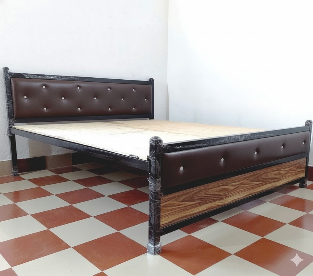 Bowzar NM Metal Bed King Bed Size 6X6.5 Feet Dark Coffee
