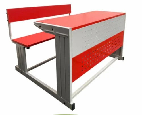 Bowzar Desk Bench Pair Two Seater with Back Rest Powder Coated