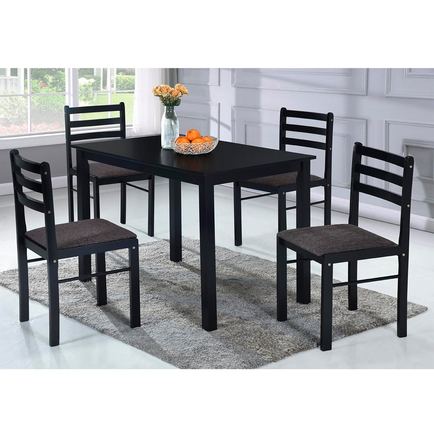 Bowzar Imported Wooden 4 Seater Dining Table Set Brown