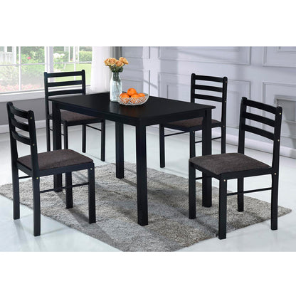 Bowzar Malaysian Wooden 4 Seater Dining Table Set Dark Brown