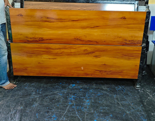 Queen Bed Wooden Design Metal Frame