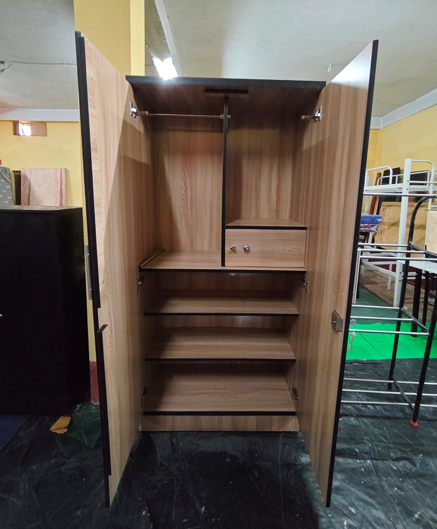 Bowzar 2 Door Wardrobe  2 Door Almirah Engineering Wood White Rolex