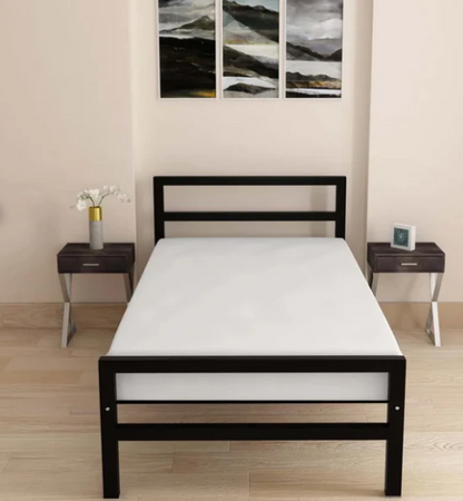 Bowzar NHM Single Bed Size 3X6.5 Feet Metal Iron Bed Long Lasting Black Without Mattress