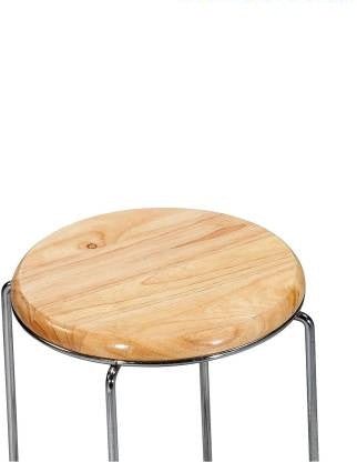Bowzar Comfortable Metal Wooden With Round Seat for Kitchen,Cafeteria,Home,office Solid Wood Bar Stool