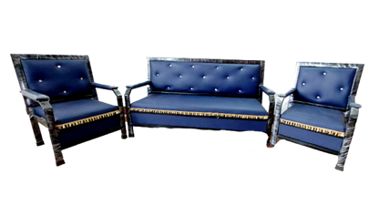 Bowzar 5 Seater Metal Sofa Premium Quality Long Lasting Metallic Navy Blue