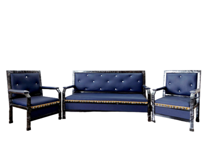 Bowzar 5 Seater Metal Sofa Premium Quality Long Lasting Metallic Navy Blue