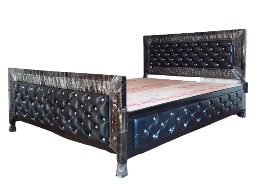Bowzar King Box Bed Cot Upholstered Design All Sides Design Black