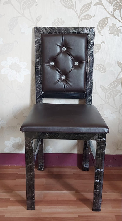 Bowzar Heavy Quality Metal Chair for Dining and Restaurant With Cushion Black