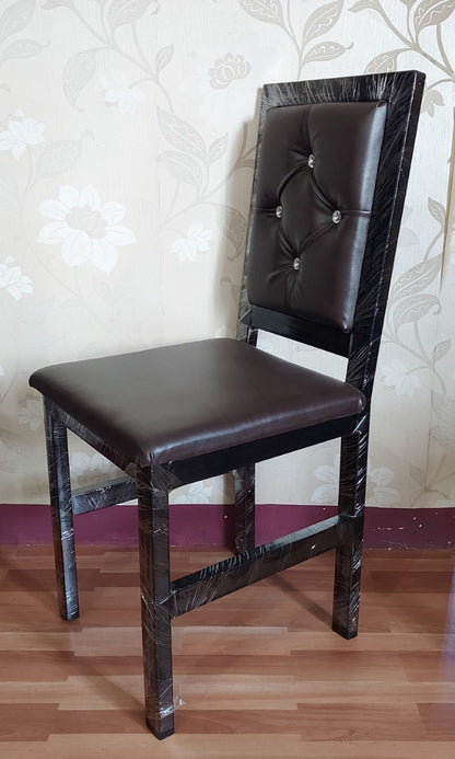 Bowzar Heavy Quality Metal Chair for Dining and Restaurant With Cushion Black