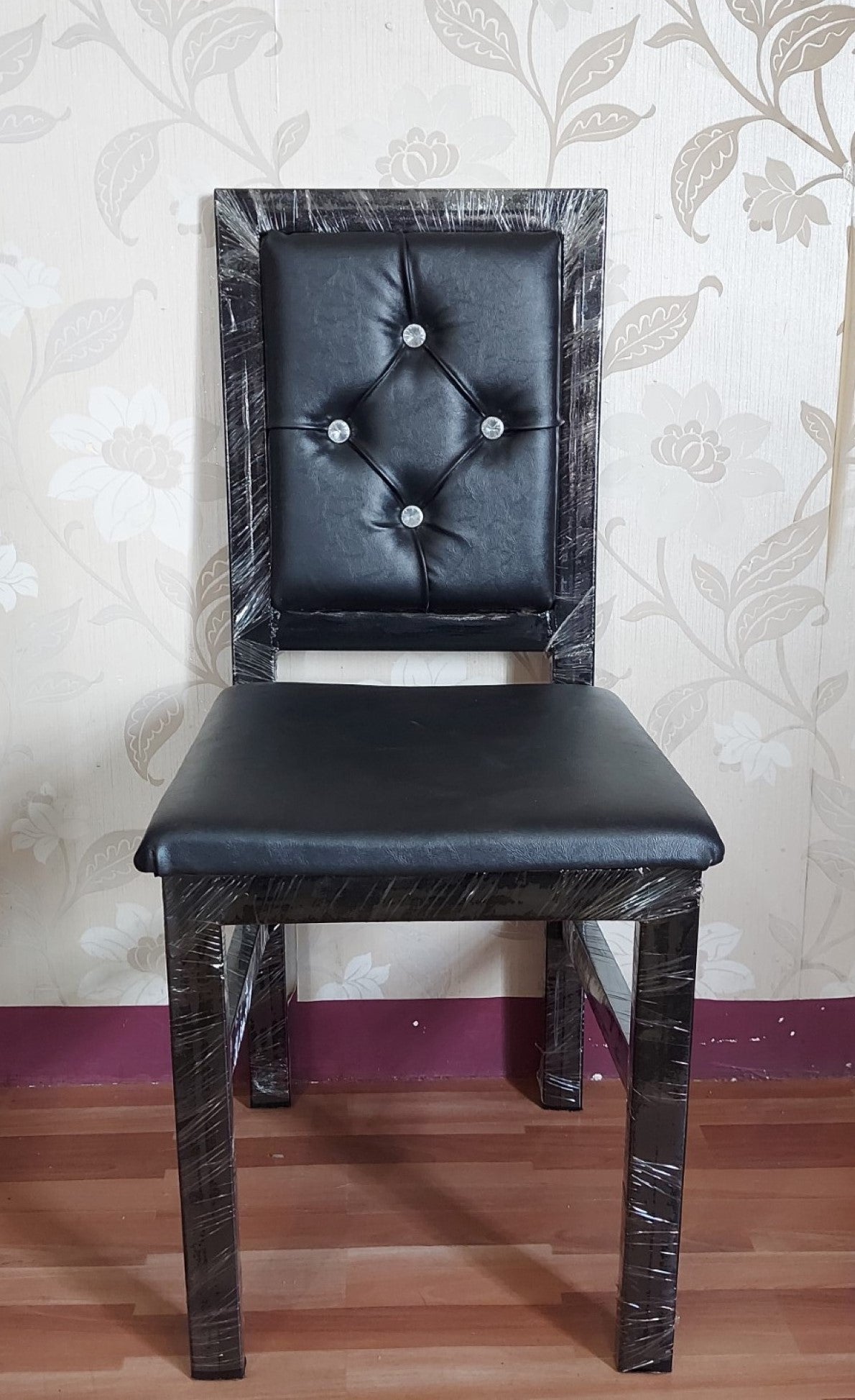 Bowzar Heavy Quality Metal Chair for Dining and Restaurant With Cushion Black