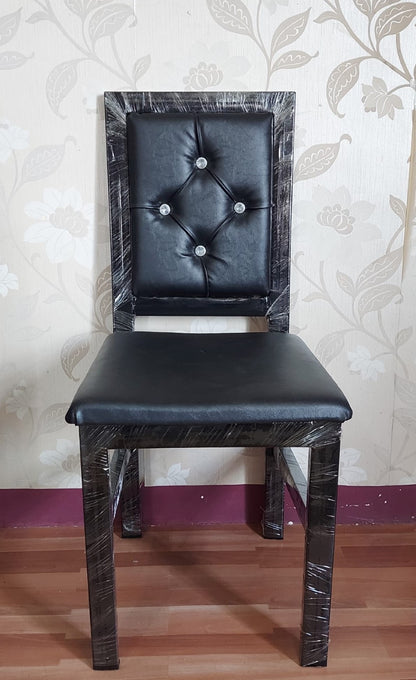 Bowzar Heavy Quality Metal Chair for Dining and Restaurant With Cushion Black
