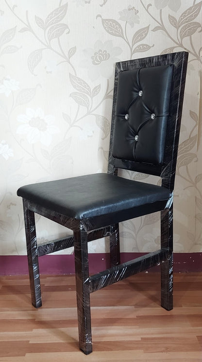 Bowzar Heavy Quality Metal Chair for Dining and Restaurant With Cushion Black
