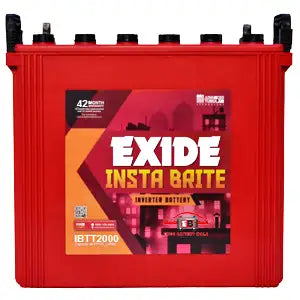 EXIDE INSTABRITE IBRTT2000 Tall Tubular  Warranty: 42 Months (18 month free of cost 24 month pro rata)