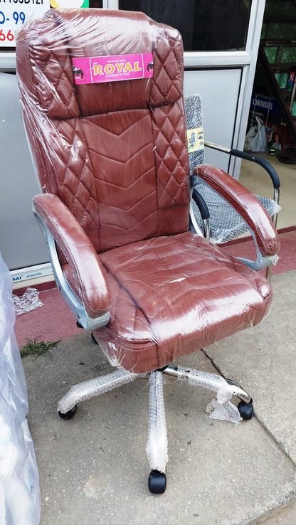 Bowzar Boss Chair Heavy Duty Wheel Chair Height Adjustable Tilting Back Diamond Design Brown