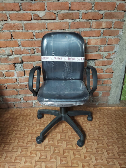 Bowzar Office Chair Medium Back Black Hydraulic Wheel Chair