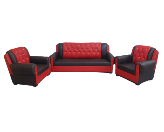 Bowzar Wooden Sofa 5 Seater Ritu Red and Black