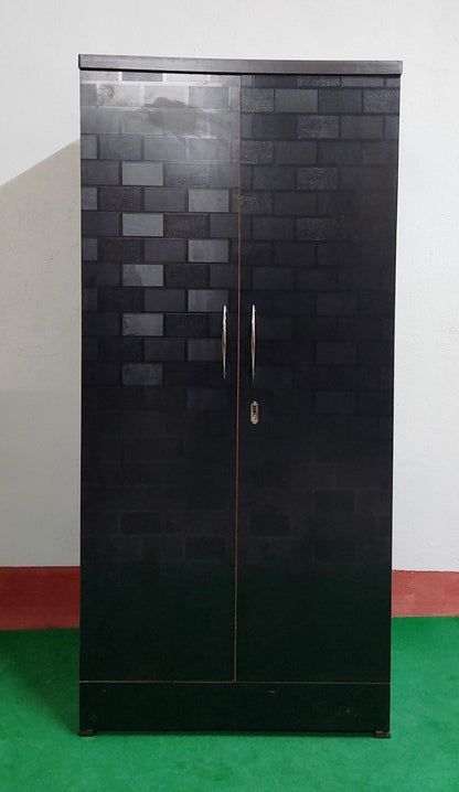 Bowzar 2 Door Wooden Almirah Wardrobe Black Brick