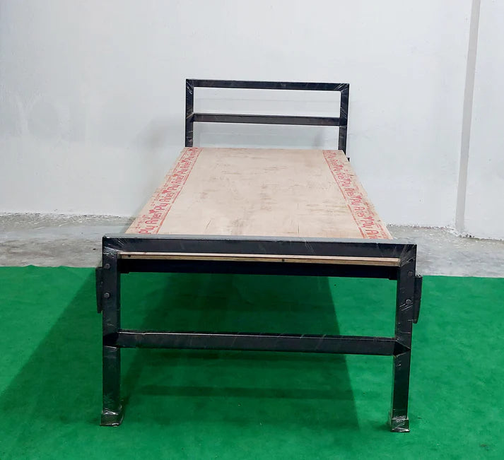 Bowzar NHM Single Bed Size 3X6.5 Feet Metal Iron Bed Long Lasting Black Without Mattress
