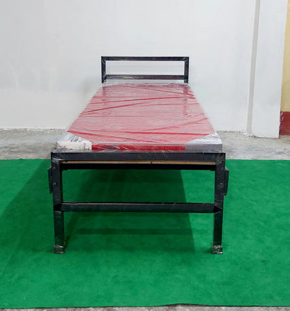 Bowzar NHM Single Bed Size 3X6.5 Feet Metal Iron Bed Long Lasting Black Without Mattress