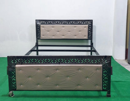 Bowzar Queen Bed Size 5x6.5 Feet KCKM Plain Diamond Beige Premium Queen Bed