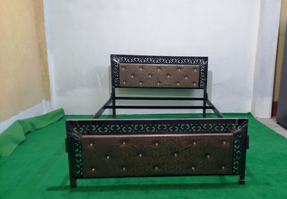 Bowzar Queen Bed Size 5x6.5 Feet KCKM Plain Diamond Golden Premium Queen Bed