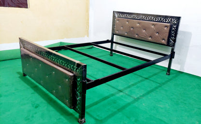 Bowzar Queen Bed Size 5x6.5 Feet KCKM Plain Diamond Golden Premium Queen Bed