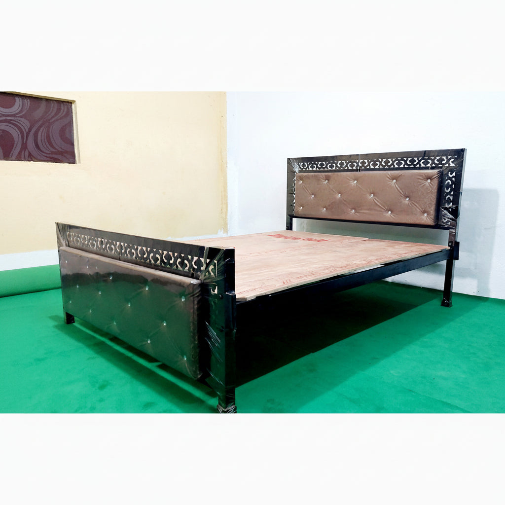 Bowzar Queen Bed Size 5x6.5 Feet KCKM Plain Diamond Golden Premium Queen Bed