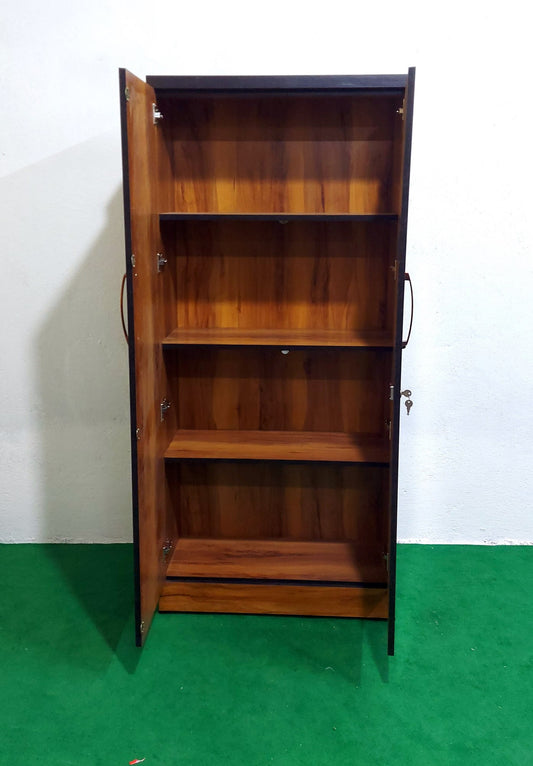 Bowzar Wooden Bookshelf Almirah Yellow Wood Height 5.5 Feet 2 Door Almirah