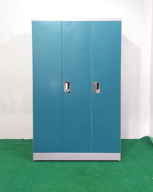 22 Gauge 3 Door Steel Almirah Wardrobe Maruti Lock Onoma Turquoise Blue