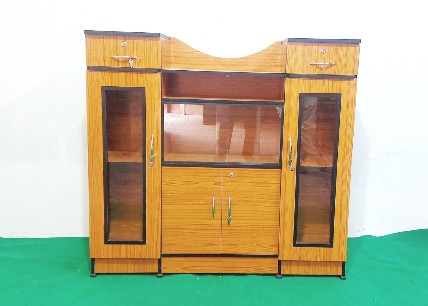 Bowzar Wooden Showcase Cabinet Wooden Finich