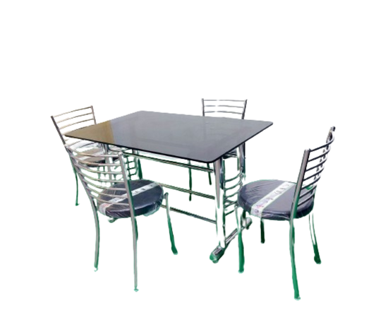 Bowzar Jali Stainless Steel Table Restaurant Dining Table Set 4 Seater