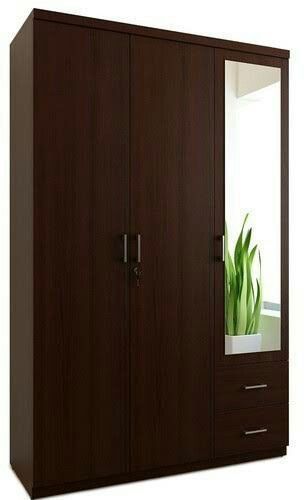 Bowzar Premium Wood Base 3 Door Almirah Wardrobe With Two Drawer Wenge