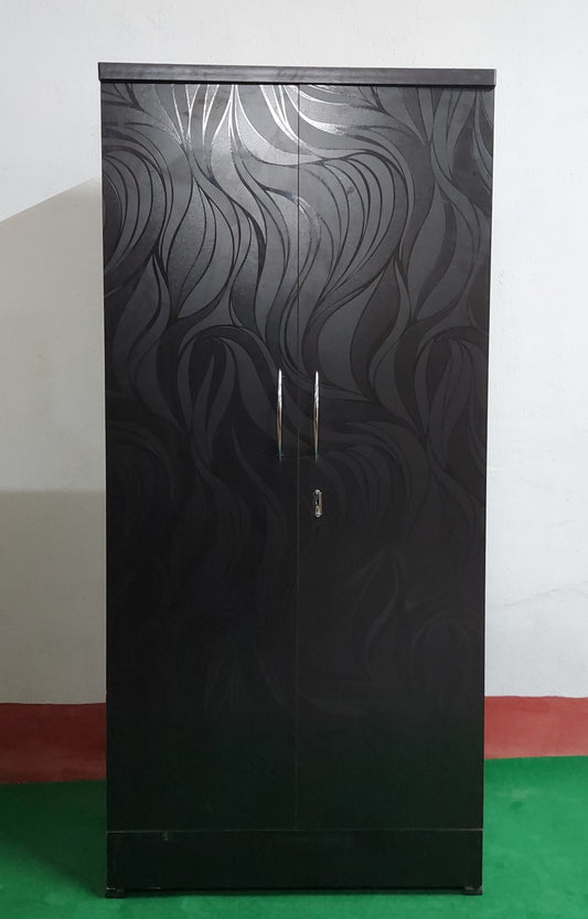 Bowzar 2 Door Almirah Wooden Wardrobe Black Nagin