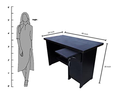 Bowzar Engineering Wood Office Table 3X2 Feet Computer Desk With Keyboard Tray Black Brick Color Black Brick