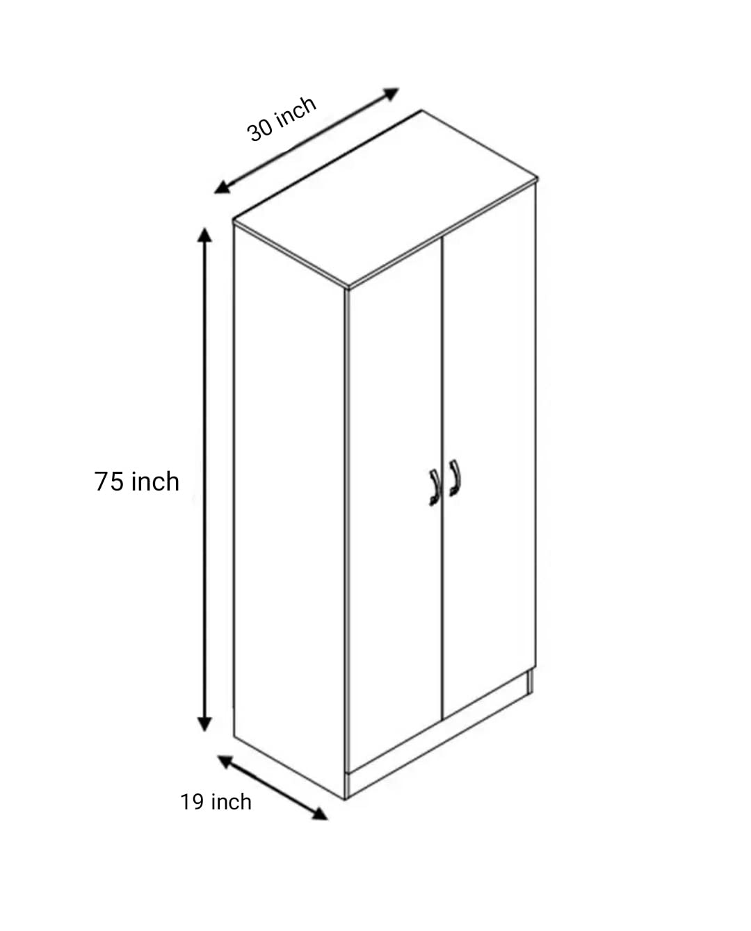 2 door Almirah wardrobe in Frosty White colour with drawer and Hanging Space / 2 door wardrobe for bedroom with storage