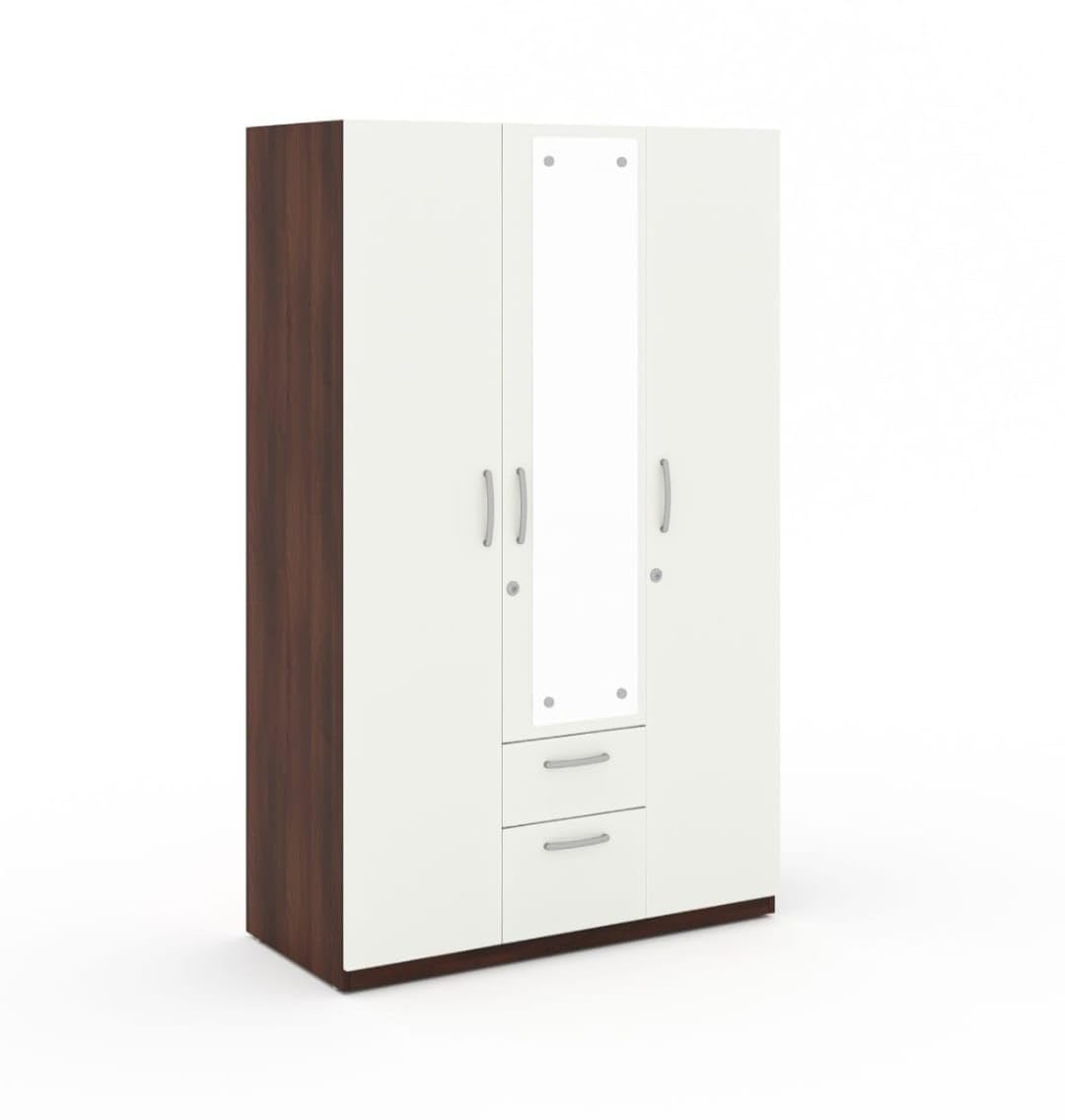 3 Door Almirah Engineering Wood With 2 Drawer and Mirror Premium Look and Quality