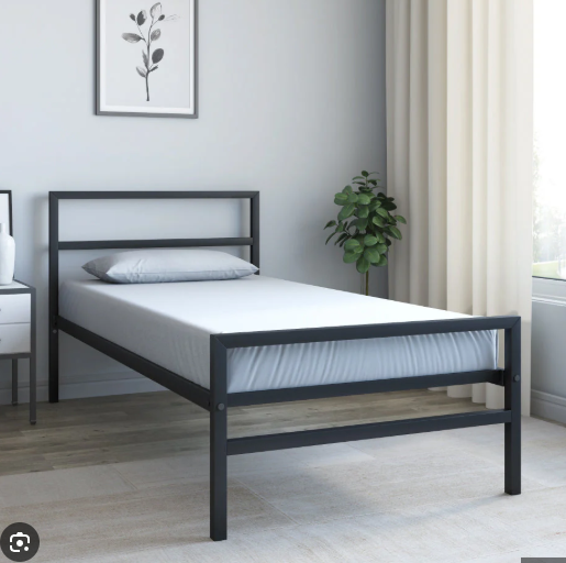 Bowzar NHM Double Bed Size 4X6.5 Feet Metal Iron Bed Black Without Mattress