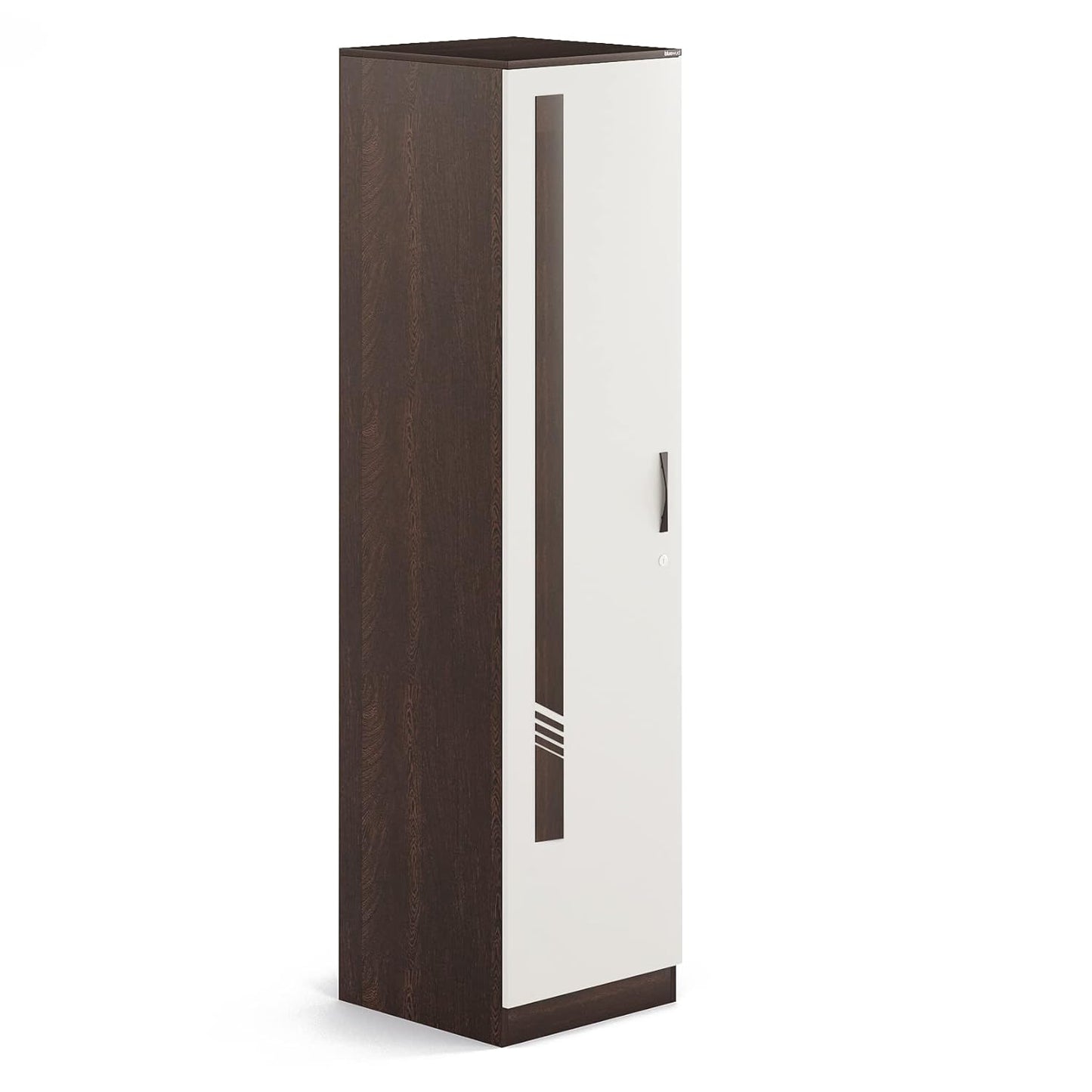 Engineered Wood Single Door Almirah Wardrobe/Clothes Storage Rack Organizer Almirah Cupboard with Shelves for Bedroom Home Furniture (Wenge & White)
