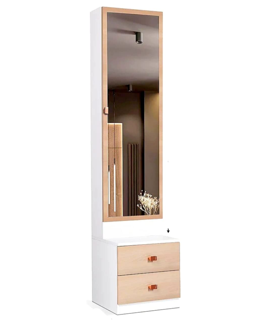 Engineered Wood Glossy White Dressing Table With Drawer
