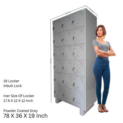 Bowzar 15 Door Steel Locker Cupboard for Office, Gym, School, Staff & Warehouse | Mild Steel CRCA Storage Locker Cabinet with Cam Lock, Powder Coat – H78 x W36 x D19 Inch